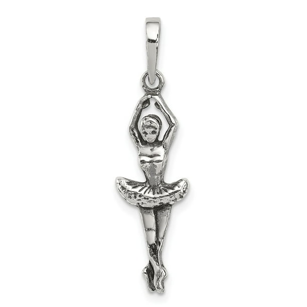 Pendants Arts and Theater Charms .925 Sterling Silver Antiqued Ballet Dancer Charm Pendant 